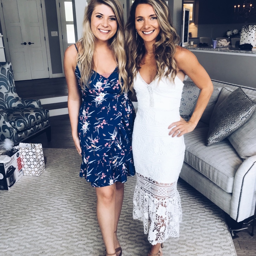 White lace midi dress